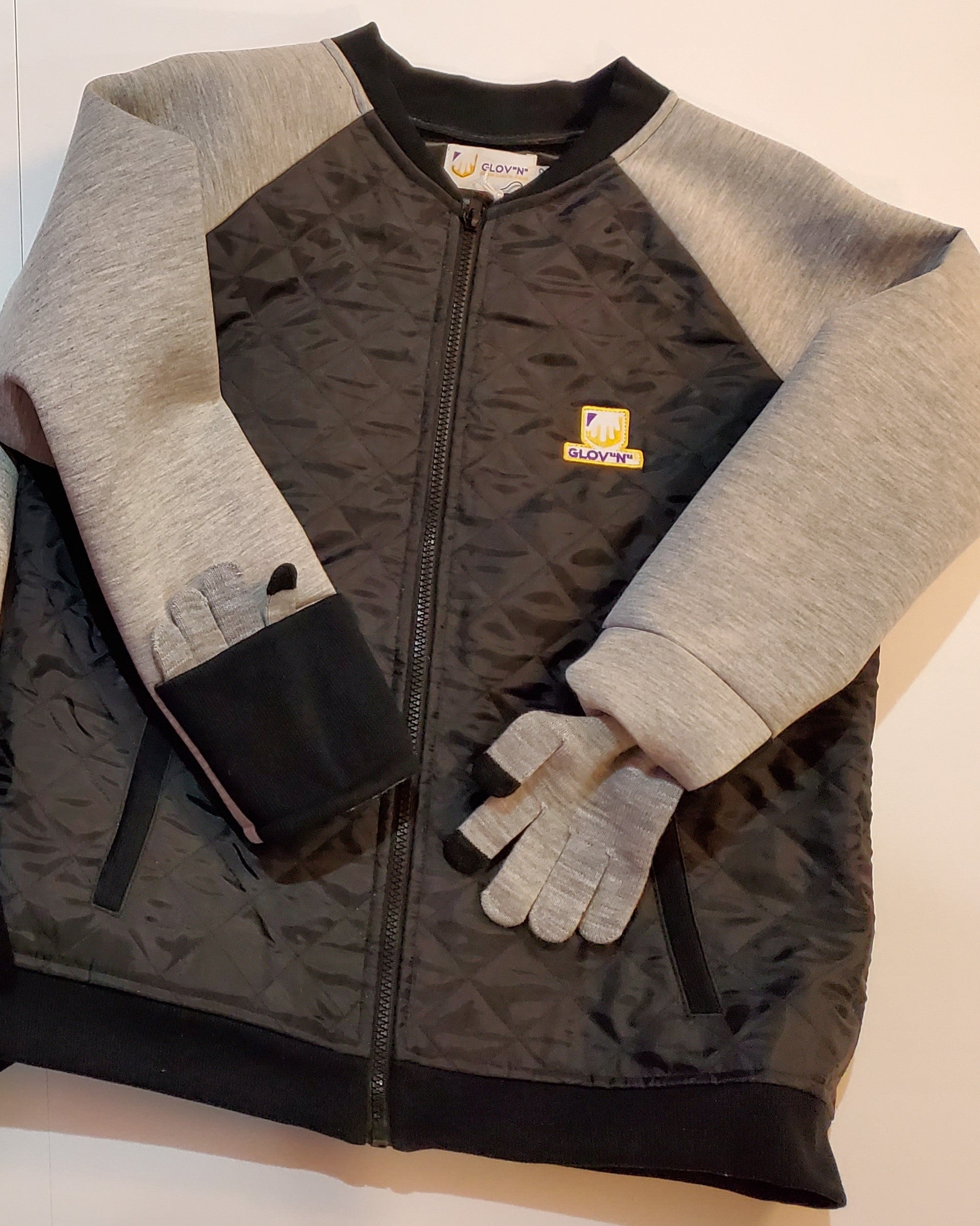 (Size 7-8) Kids Jacket With Attached Gloves - Pick Your Gloves.